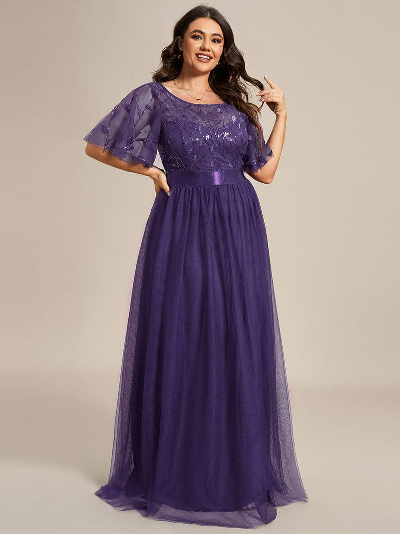 pretty SAPHIR|Plus Size Women's Embroidery Evening Dresses with Short Sleeve