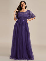 pretty SAPHIR|Plus Size Women's Embroidery Evening Dresses with Short Sleeve
