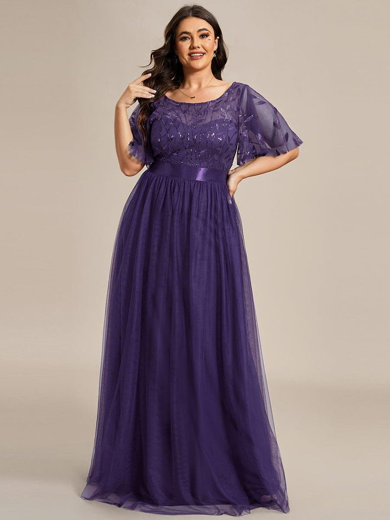 pretty SAPHIR|Plus Size Women's Embroidery Evening Dresses with Short Sleeve