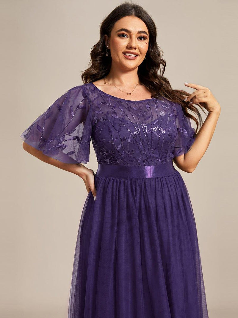 pretty SAPHIR|Plus Size Women's Embroidery Evening Dresses with Short Sleeve