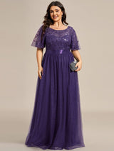 pretty SAPHIR|Plus Size Women's Embroidery Evening Dresses with Short Sleeve
