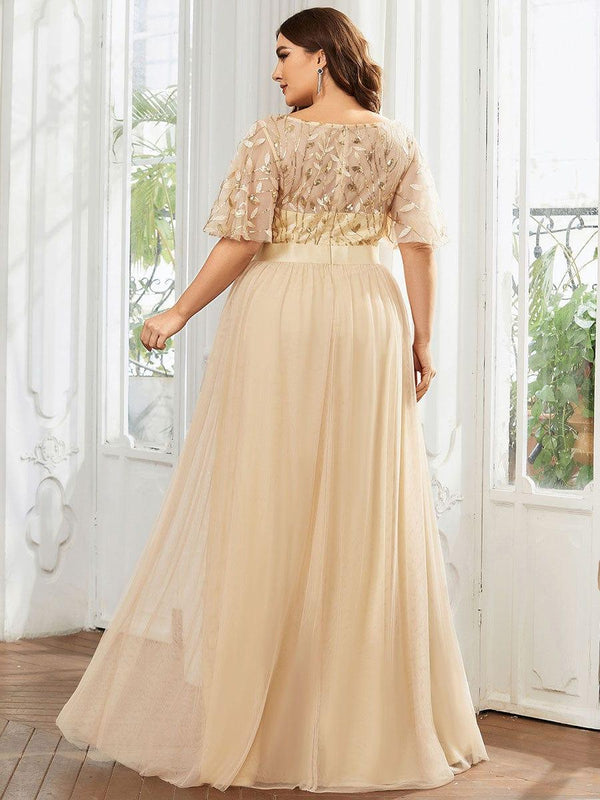 pretty SAPHIR|Plus Size Sequin Bodice Long Formal Evening Dresses