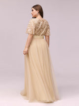 pretty SAPHIR|Plus Size Women's Embroidery Evening Dresses with Short Sleeve
