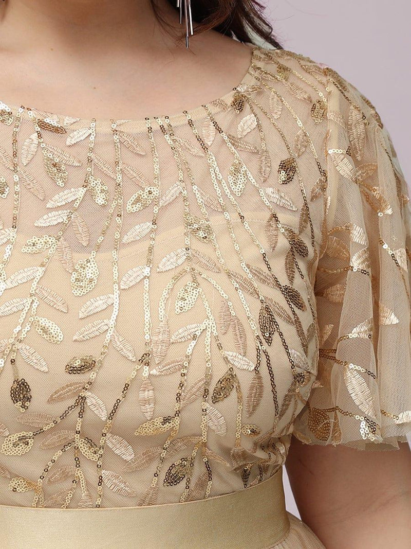 pretty SAPHIR|Plus Size Women's Embroidery Evening Dresses with Short Sleeve