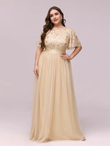pretty SAPHIR|Plus Size Women's Embroidery Evening Dresses with Short Sleeve