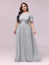 pretty SAPHIR|Plus Size Sequin Bodice Long Formal Evening Dresses