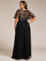 pretty SAPHIR|Plus Size Women's Embroidery Evening Dresses with Short Sleeve