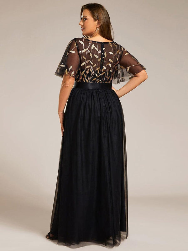pretty SAPHIR|Plus Size Women's Embroidery Evening Dresses with Short Sleeve