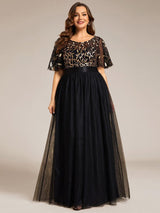 pretty SAPHIR|Plus Size Women's Embroidery Evening Dresses with Short Sleeve