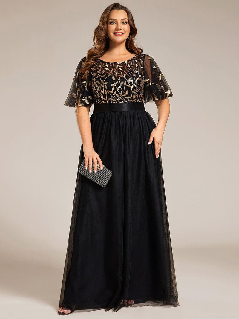 pretty SAPHIR|Plus Size Women's Embroidery Evening Dresses with Short Sleeve