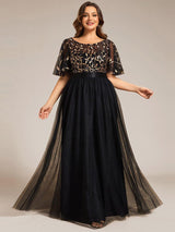pretty SAPHIR|Plus Size Women's Embroidery Evening Dresses with Short Sleeve