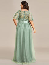 pretty SAPHIR|Plus Size Women's Embroidery Evening Dresses with Short Sleeve