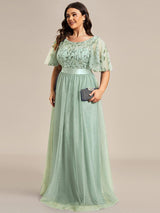 pretty SAPHIR|Plus Size Women's Embroidery Evening Dresses with Short Sleeve
