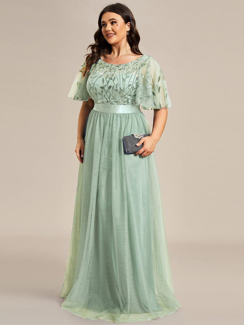 pretty SAPHIR|Plus Size Women's Embroidery Evening Dresses with Short Sleeve