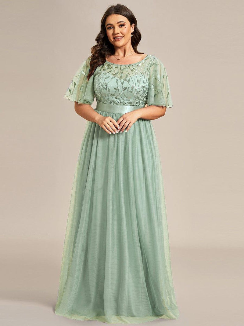 pretty SAPHIR|Plus Size Women's Embroidery Evening Dresses with Short Sleeve