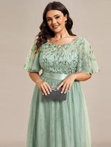 pretty SAPHIR|Plus Size Women's Embroidery Evening Dresses with Short Sleeve