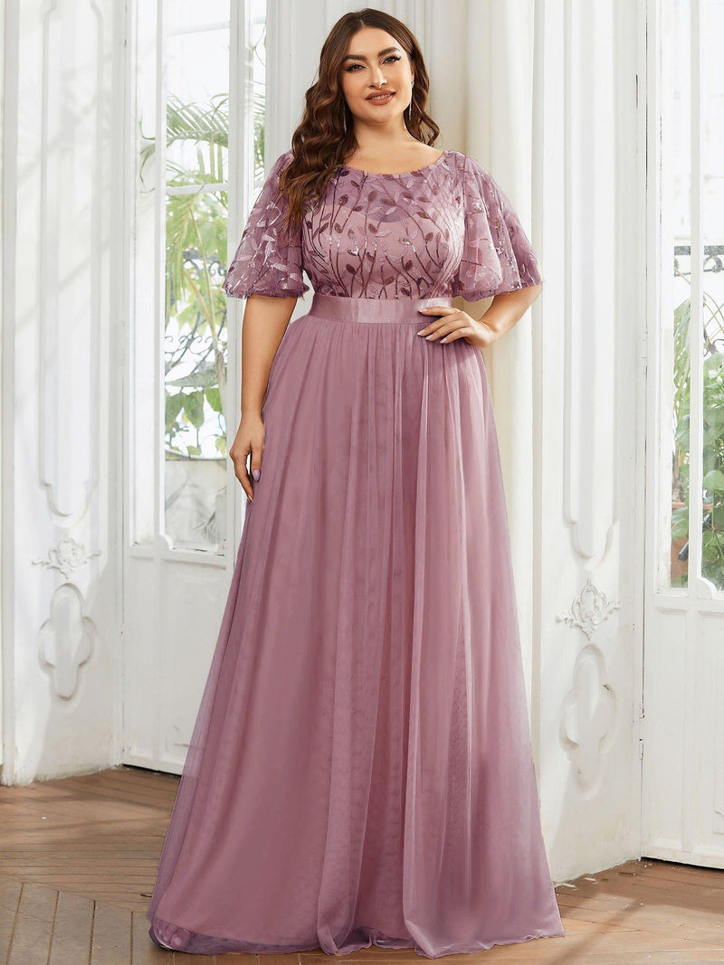 pretty SAPHIR|Plus Size Sequin Bodice Long Formal Evening Dresses