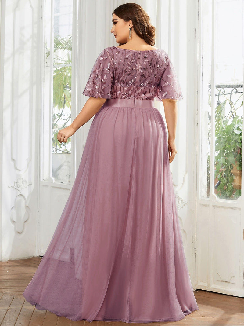 pretty SAPHIR|Plus Size Sequin Bodice Long Formal Evening Dresses