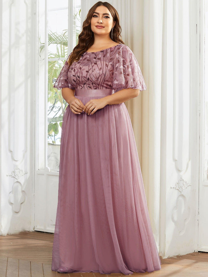 pretty SAPHIR|Plus Size Sequin Bodice Long Formal Evening Dresses