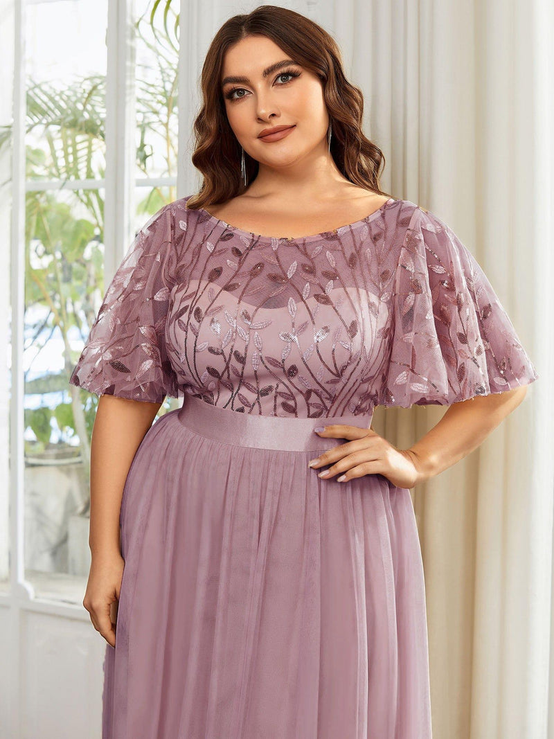 pretty SAPHIR|Plus Size Sequin Bodice Long Formal Evening Dresses