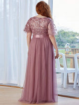 pretty SAPHIR|Plus Size Sequin Bodice Long Formal Evening Dresses