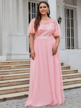 pretty SAPHIR|Plus Size Women's Embroidery Evening Dresses with Short Sleeve