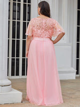 pretty SAPHIR|Plus Size Women's Embroidery Evening Dresses with Short Sleeve
