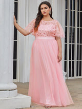 pretty SAPHIR|Plus Size Women's Embroidery Evening Dresses with Short Sleeve