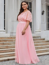 pretty SAPHIR|Plus Size Women's Embroidery Evening Dresses with Short Sleeve
