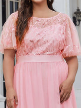 pretty SAPHIR|Plus Size Women's Embroidery Evening Dresses with Short Sleeve