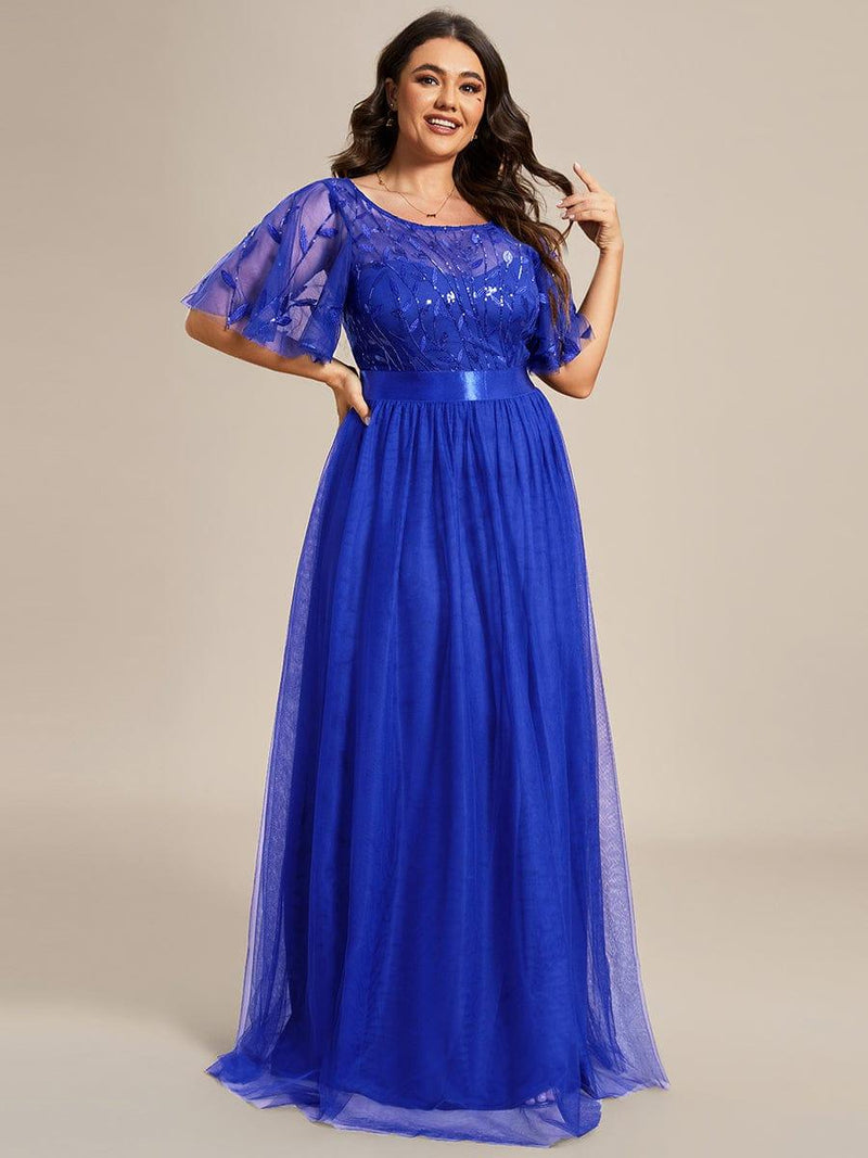 pretty SAPHIR|Plus Size Women's Embroidery Evening Dresses with Short Sleeve
