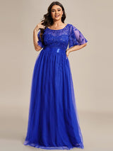 pretty SAPHIR|Plus Size Women's Embroidery Evening Dresses with Short Sleeve