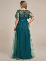 pretty SAPHIR|Plus Size Women's Embroidery Evening Dresses with Short Sleeve