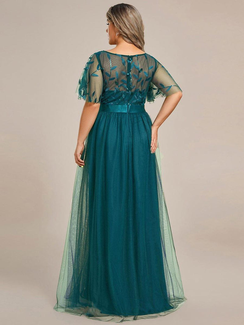 pretty SAPHIR|Plus Size Women's Embroidery Evening Dresses with Short Sleeve