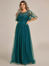 pretty SAPHIR|Plus Size Women's Embroidery Evening Dresses with Short Sleeve