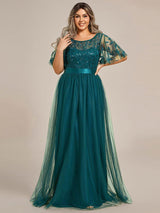 pretty SAPHIR|Plus Size Women's Embroidery Evening Dresses with Short Sleeve