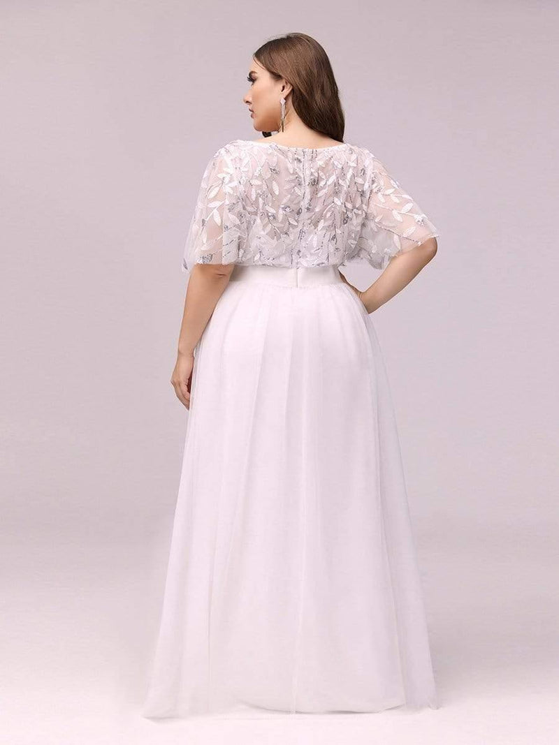pretty SAPHIR|Plus Size Women's Embroidery Evening Dresses with Short Sleeve
