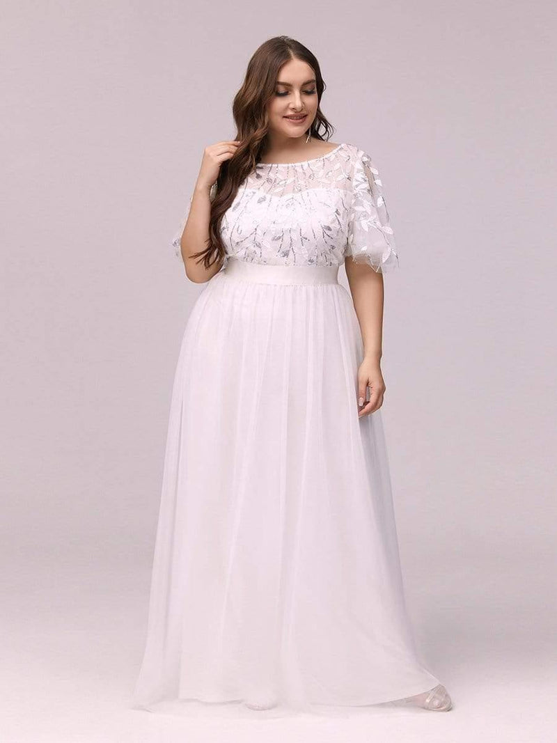pretty SAPHIR|Plus Size Women's Embroidery Evening Dresses with Short Sleeve