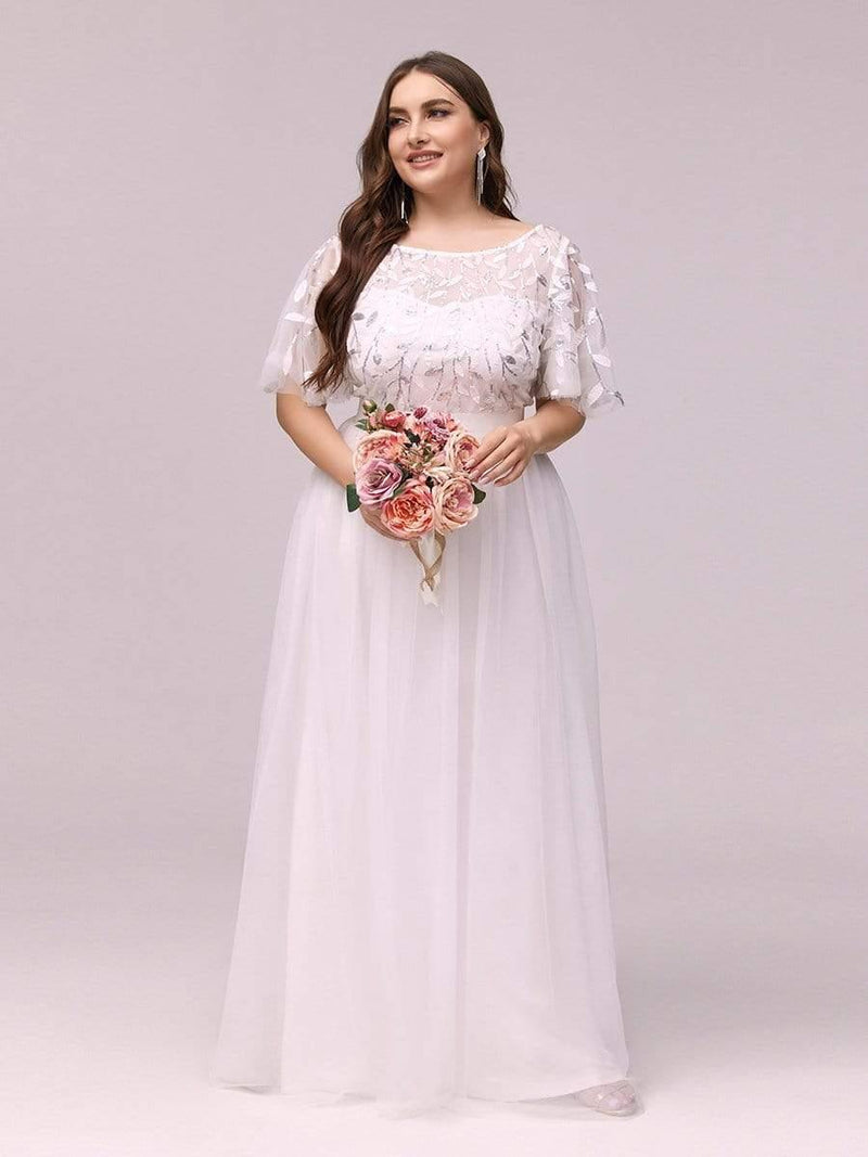 pretty SAPHIR|Plus Size Women's Embroidery Evening Dresses with Short Sleeve