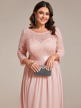 pretty FAUN|Simple Plus Size Lace Evening Dress with Half Sleeves