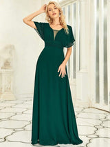 ever AMBRYN|Women's A-Line Empire Waist Maxi Chiffon Evening Dress