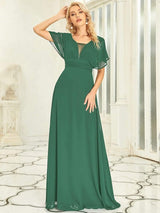 ever AMBRYN|Women's A-Line Empire Waist Maxi Chiffon Evening Dress
