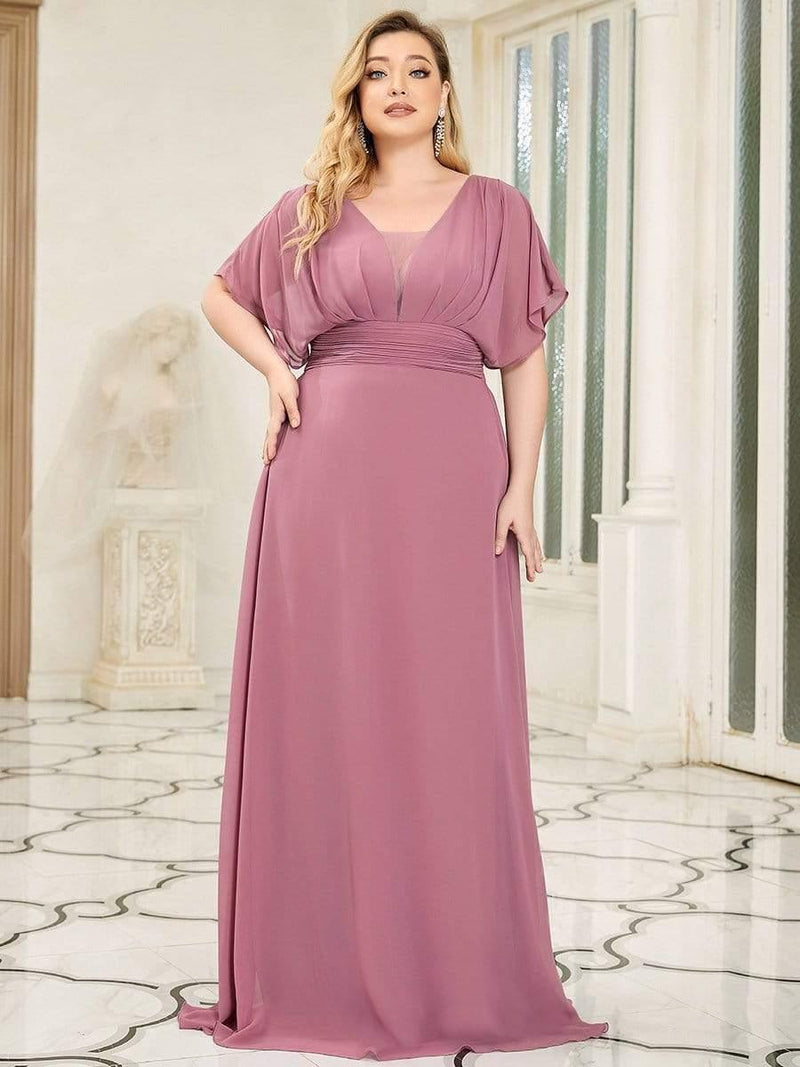pretty AMBRYN|Plus Size Empire Waist Chiffon Formal Maxi Evening Dress
