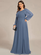 pretty CELESTE|Plus Size See-Through Puff Sleeve Chiffon Mother Dress