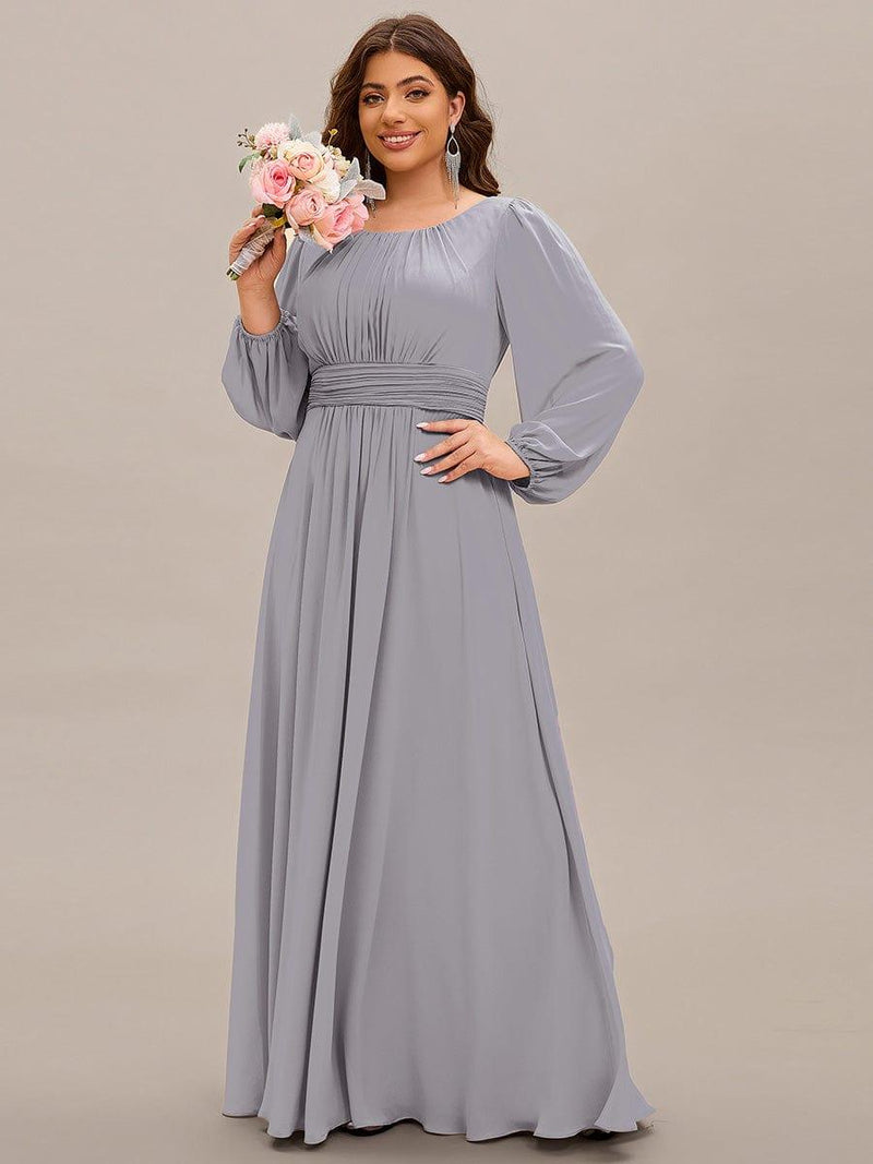 pretty CELESTE|Plus Size See-Through Puff Sleeve Chiffon Mother Dress