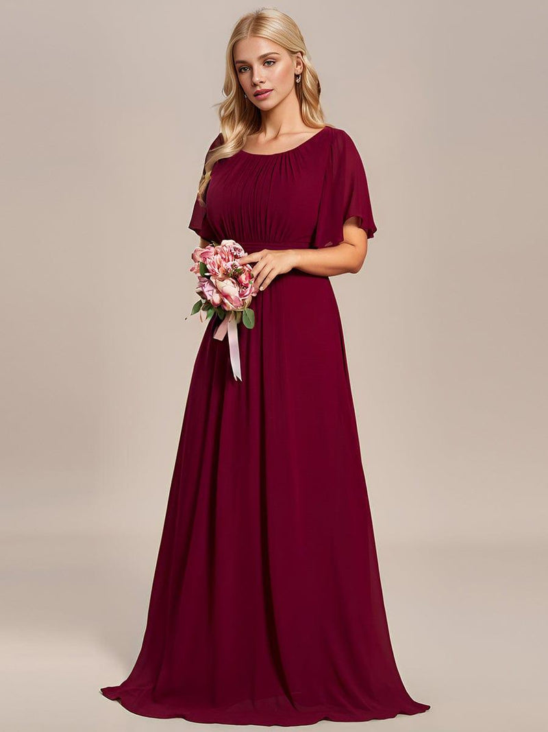 ever KIMORA|Simple Chiffon Pleated A-Line Bridesmaid Dress