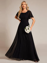 ever KIMORA|Simple Chiffon Pleated A-Line Bridesmaid Dress