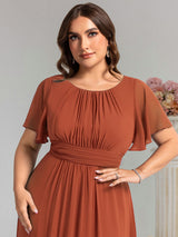 ever KIMORA|Simple Chiffon Pleated A-Line Bridesmaid Dress