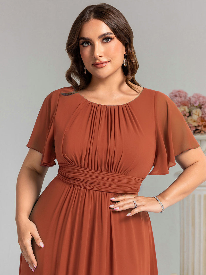 ever KIMORA|Simple Chiffon Pleated A-Line Bridesmaid Dress