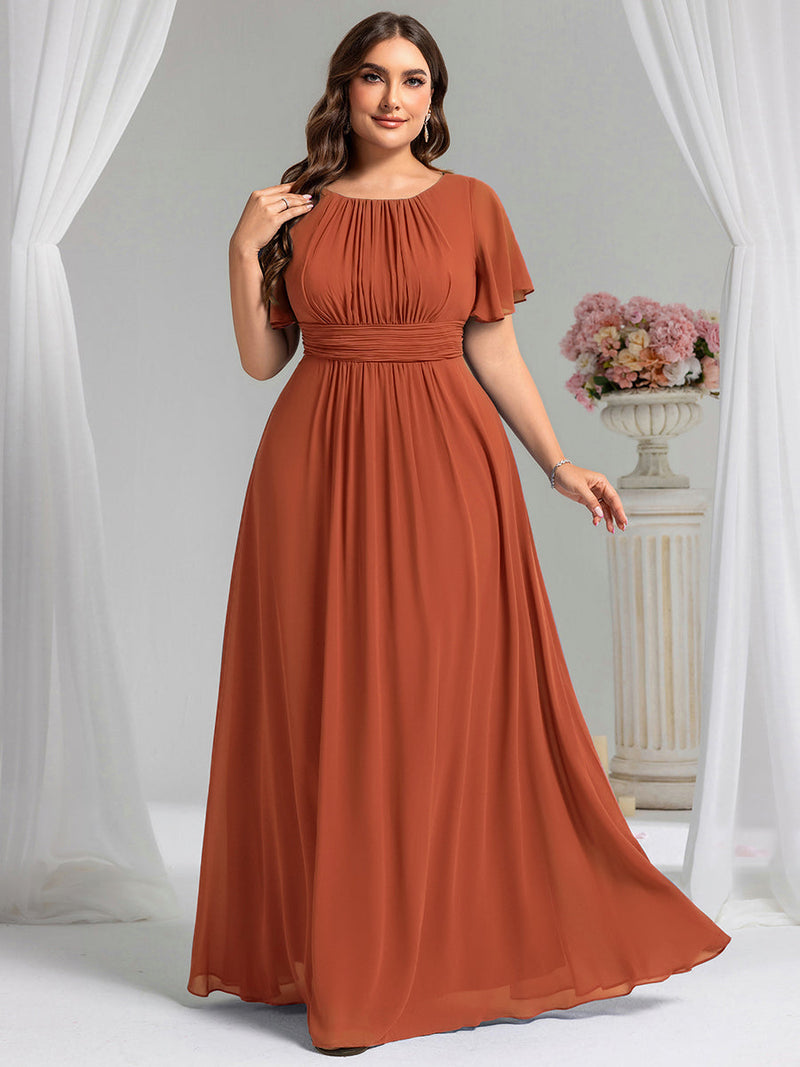 ever KIMORA|Simple Chiffon Pleated A-Line Bridesmaid Dress